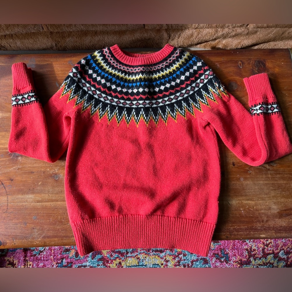 J. Crew Red Fair Isle Women's Sweater